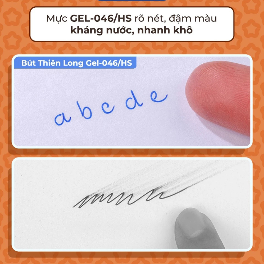 Bút Gel Không Đệm Thiên Long Hoshi GEL-046/HS Ngòi 0.5 MM Mực Xanh, Đen