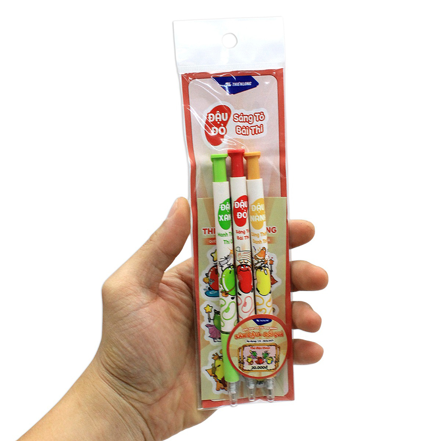 Vỉ 3 Bút Gel Bi Thiên Long GELB-046/LUCK - Mực Xanh (Mẫu Ngẫu Nhiên)