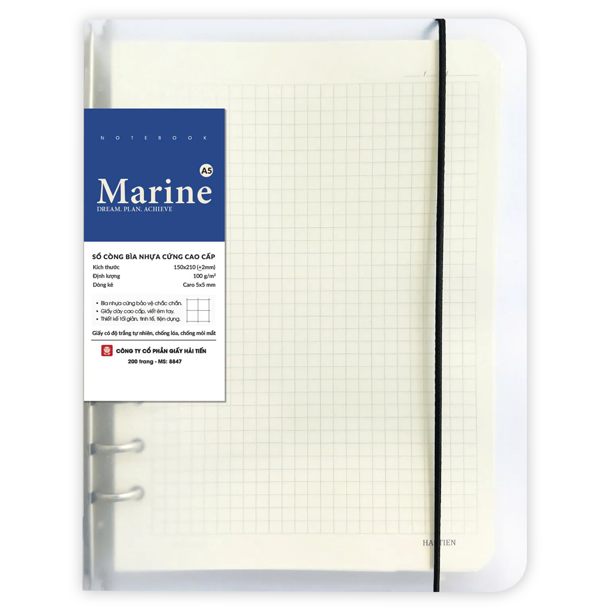 Sổ Còng Bìa Nhựa Marine A5 8854 200Tr