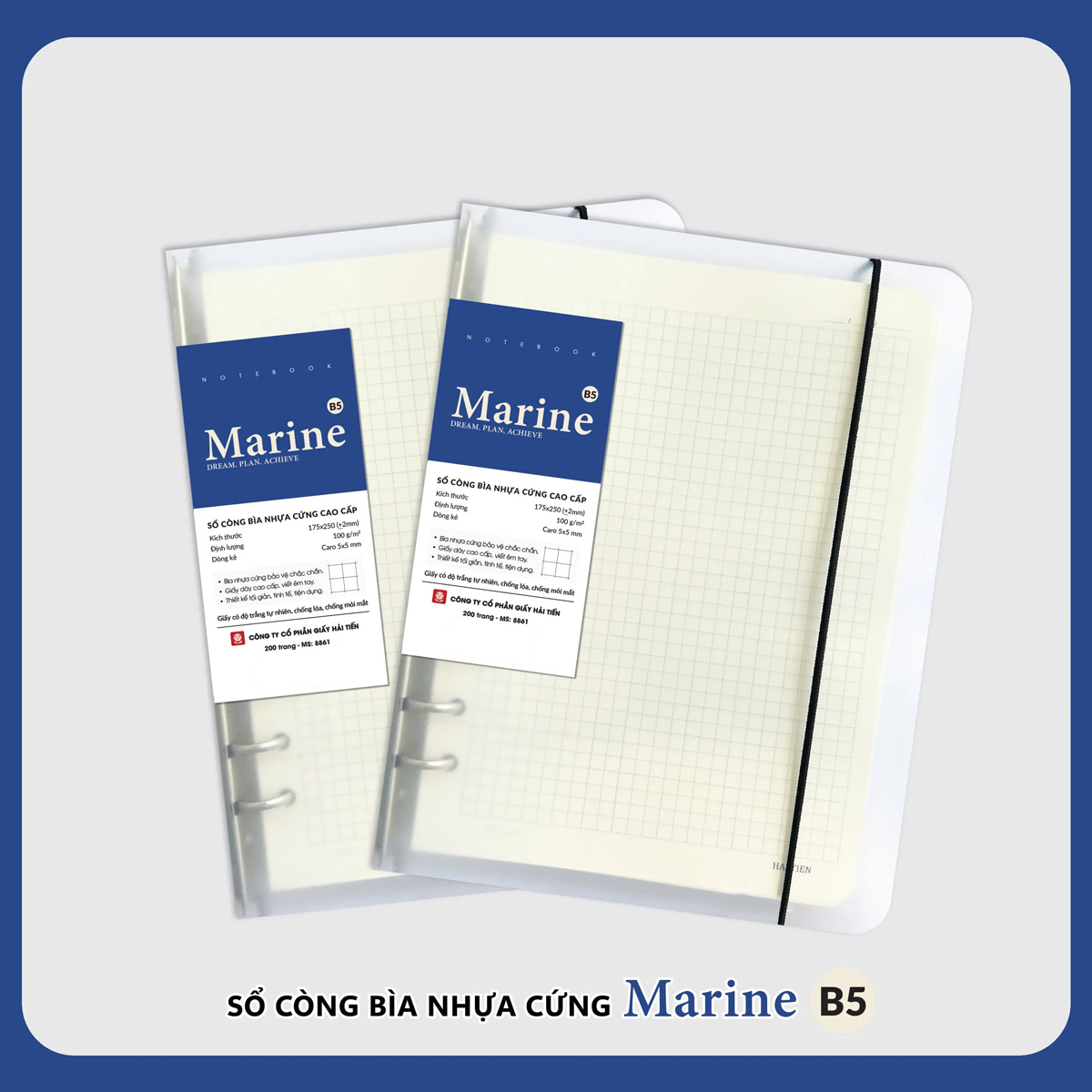Sổ Còng Bìa Nhựa Marine B5 Hải Tiến 8878 200Tr