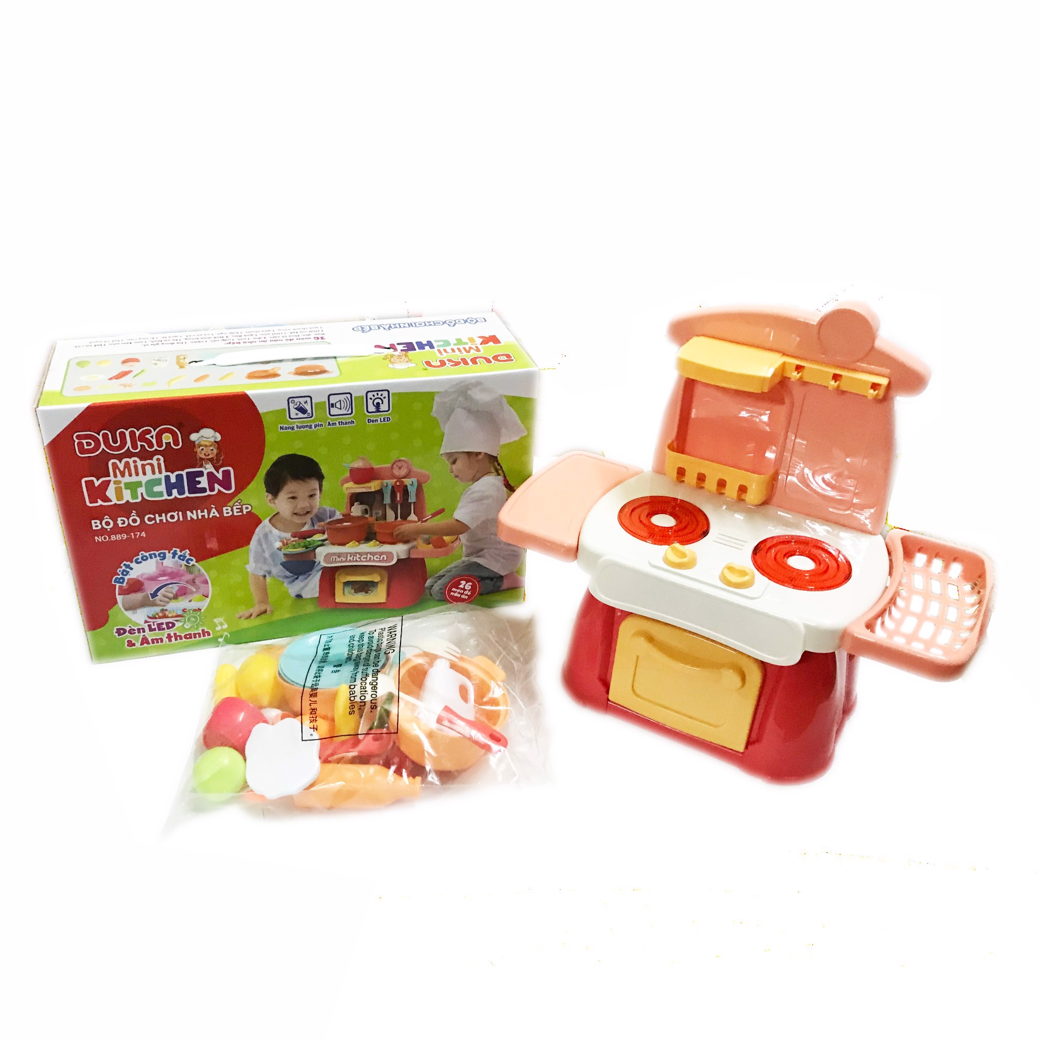 Bộ Đồ Chơi Nhà Bếp Kết Hợp Với Ánh Sáng Và Âm Thanh Màu Cam