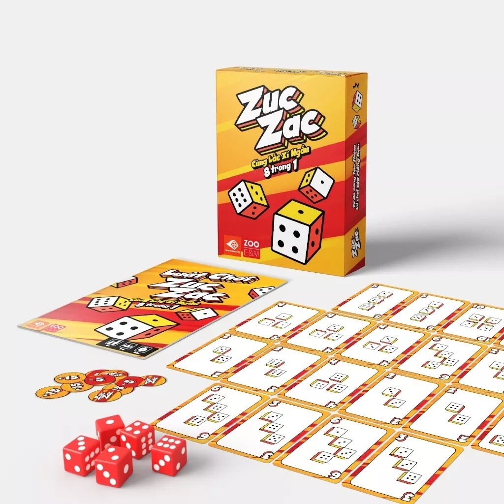 Đồ Chơi BoardGame Zuc Zac - Lắc Xí Ngầu 8 Trong 1
