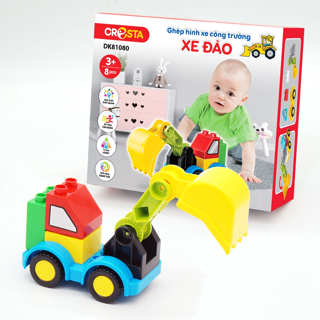 Ghép Hình Xe Công Trường - Xe Đào 8 Chi Tiết DK81080