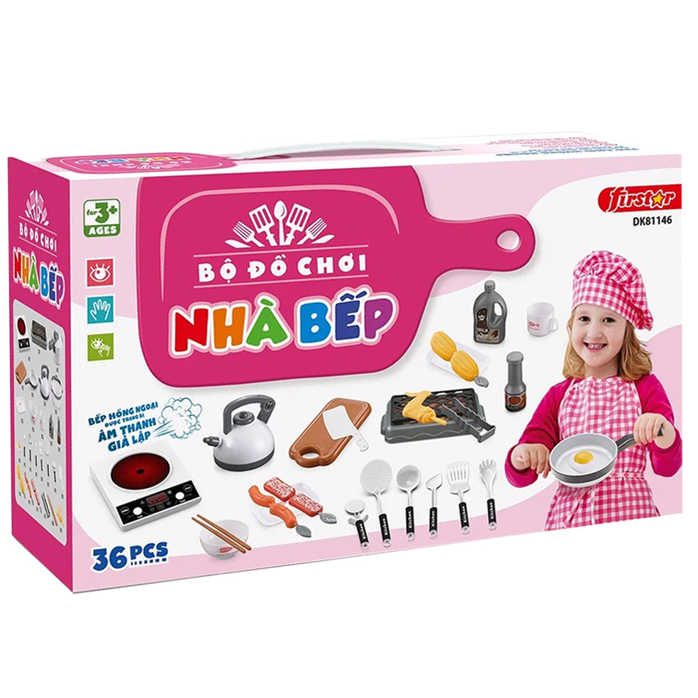 Bộ Đồ Chơi Nhà Bếp Màu Hồng DK81146 36 Chi Tiết