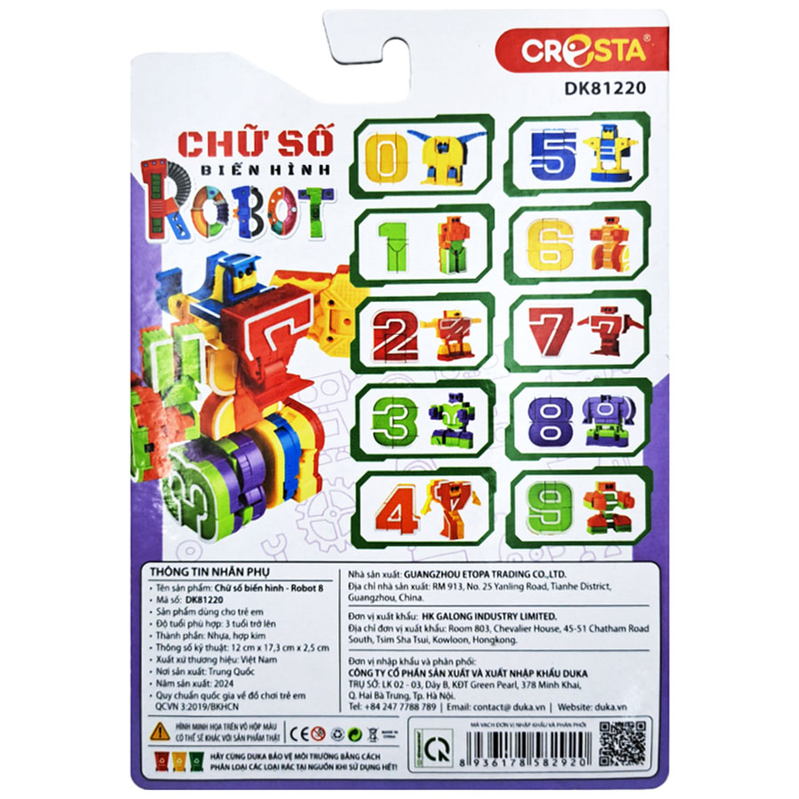 Đồ Chơi Cresta Chữ Số Biến Hình Robot 8 DK81220