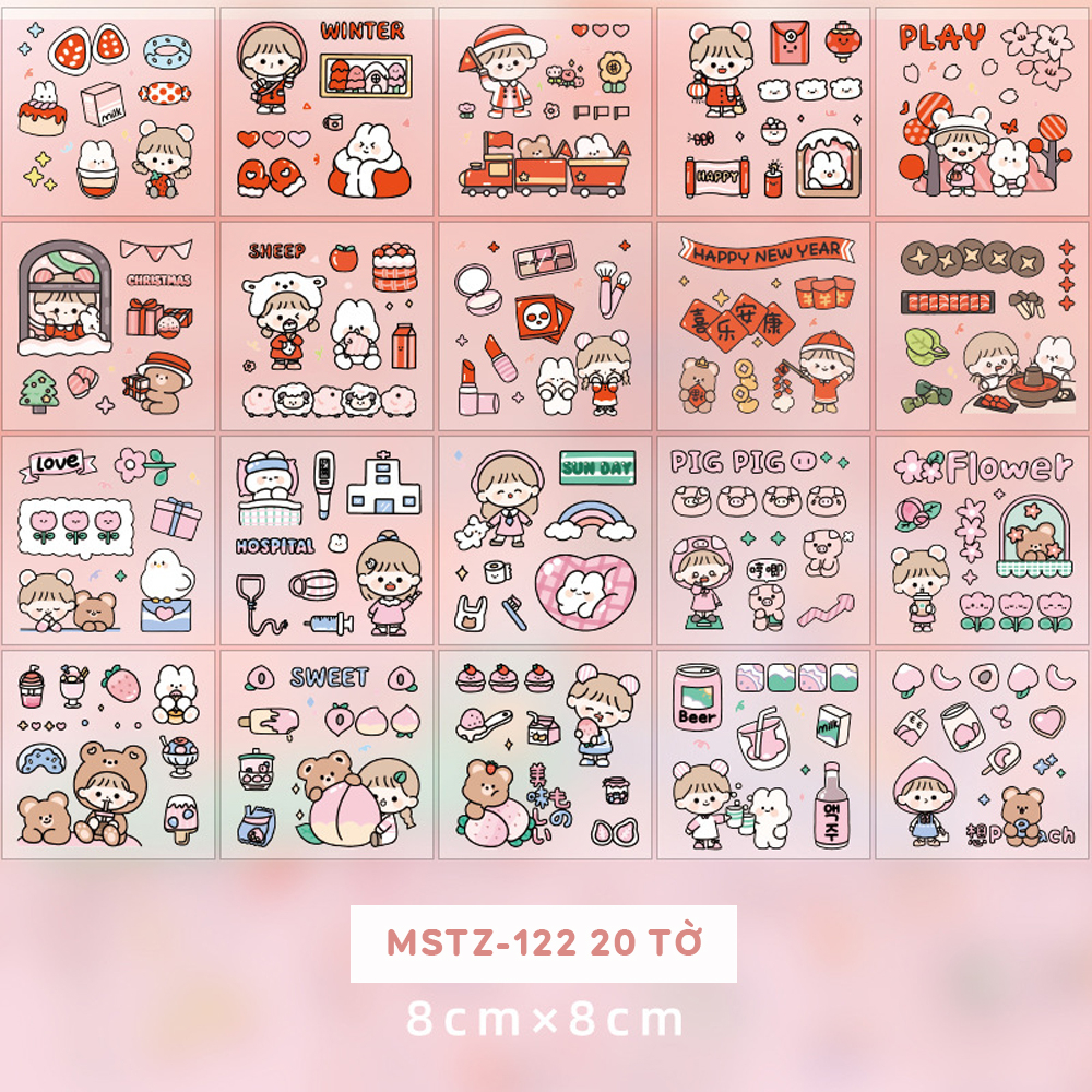 Đồ Chơi Sticker Telado - Cô Gái Và Bé Thỏ (Cute) Mstz-12/2-6