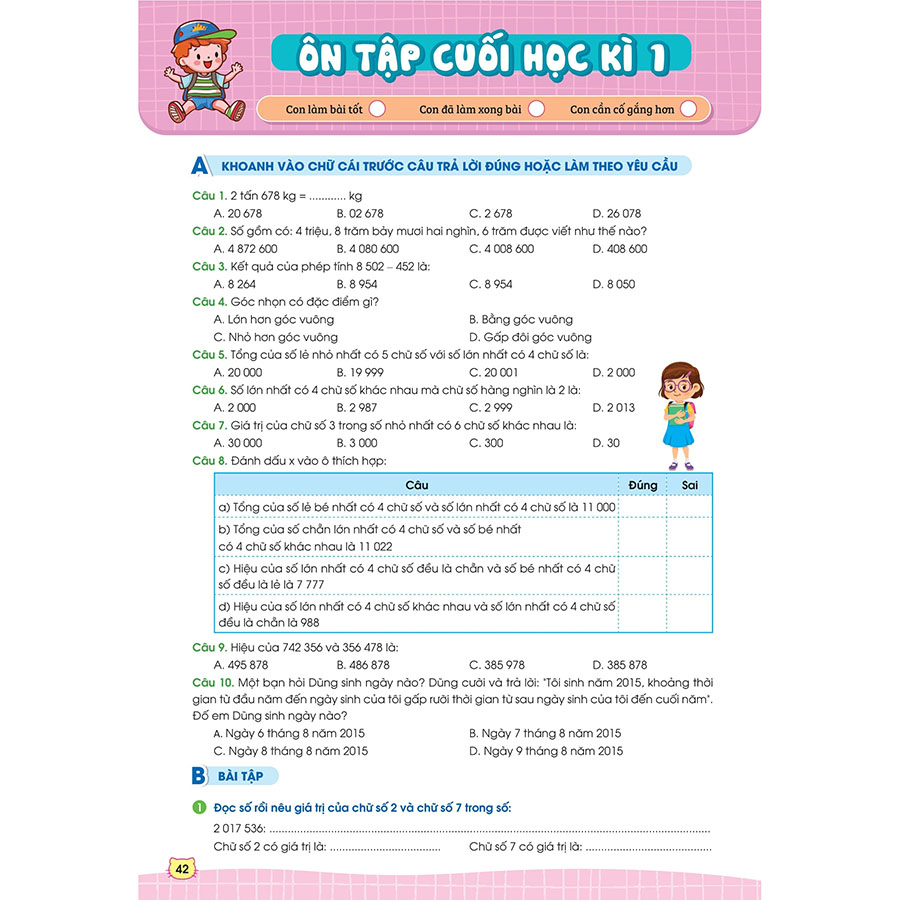 Phiếu Bài Tập Cuối Tuần Toán 4