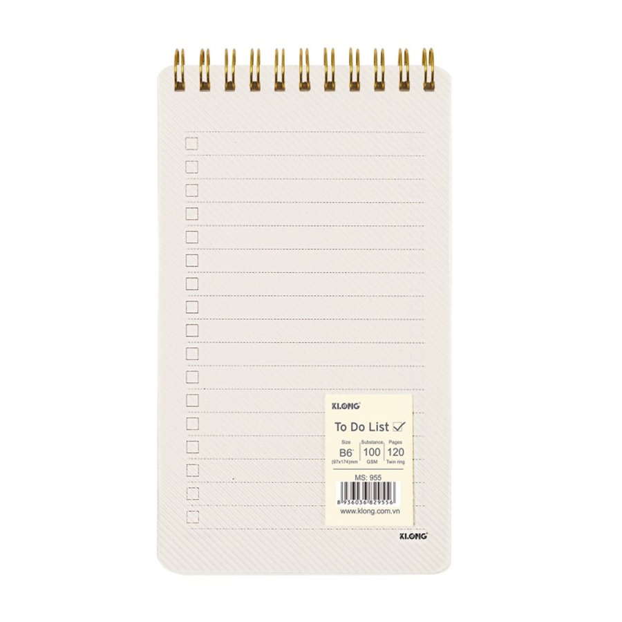 Sổ Lò Xo B6 K.Long Bìa Nhựa 2 Mặt 120 Trang To Do List TP955
