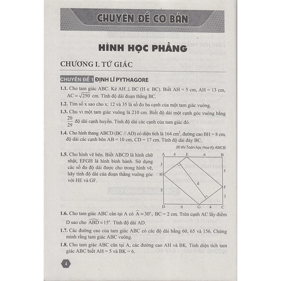 Bồi Dưỡng Học Sinh Giỏi Toán 8 - Hình Học (Bài Tập)