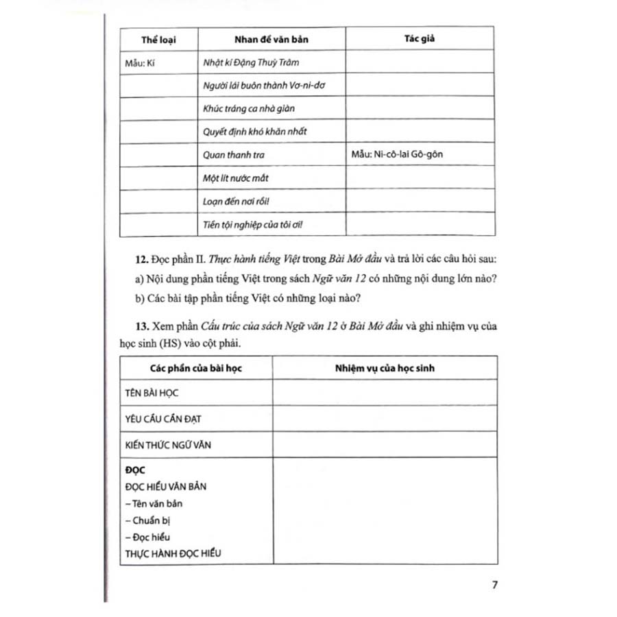 Bài Tập Ngữ Văn Lớp 12 Tập 1 (Cánh Diều)