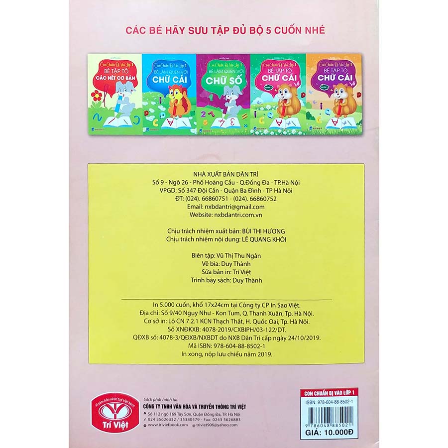 Con Chuẩn Bị Vào Lớp 1 - Bé Tập Tô Chữ Cái Quyển 2