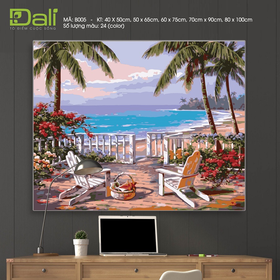 Tranh Sơn Dầu Tự Tô Số Hóa Dali Phong Cảnh Biển B005