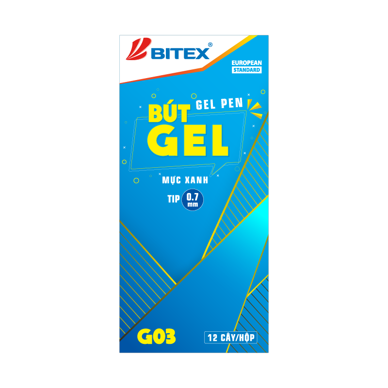 Bút Gel Bitex Mực Xanh 0.7mm G03, Gp001