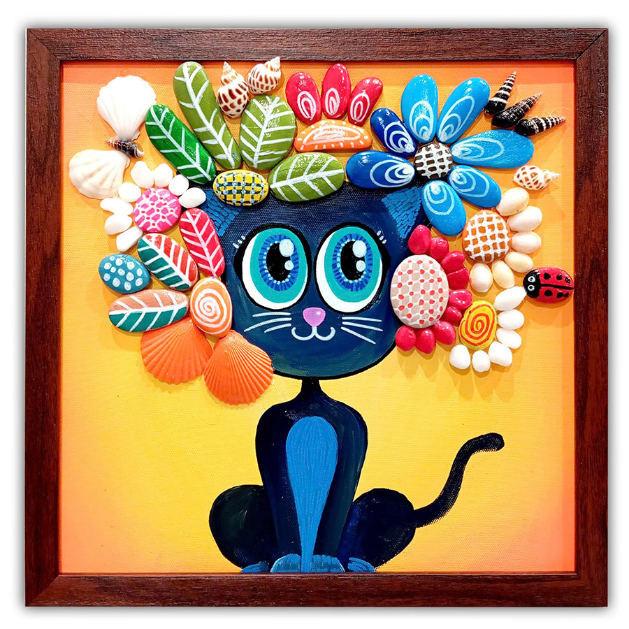 Tranh Sỏi Arcylic - Chú Mèo Và Hoa Xuân - ADC141