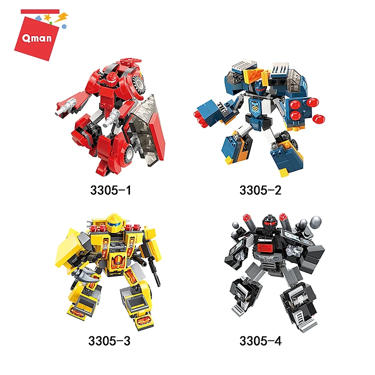 Đồ Chơi Xếp Hình Qman 3305-1,3305-2,3305-3,3305-4: Tổ Hợp Người Máy Biến Hình