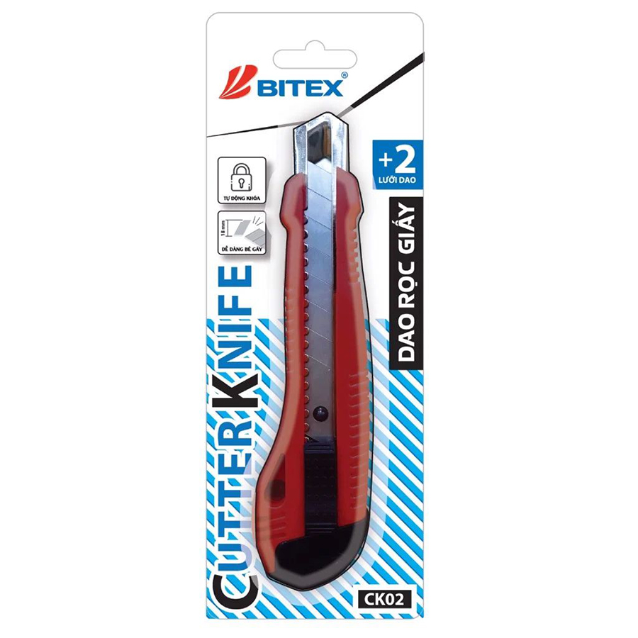 Dao Dọc Giấy Bitex 18 mm CK02 Màu Đỏ