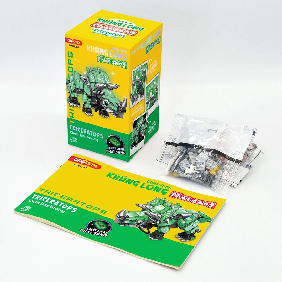 Đồ Chơi Ghép Hình Khủng Long Phát Sáng Khủng Long Ba Sừng DK81287