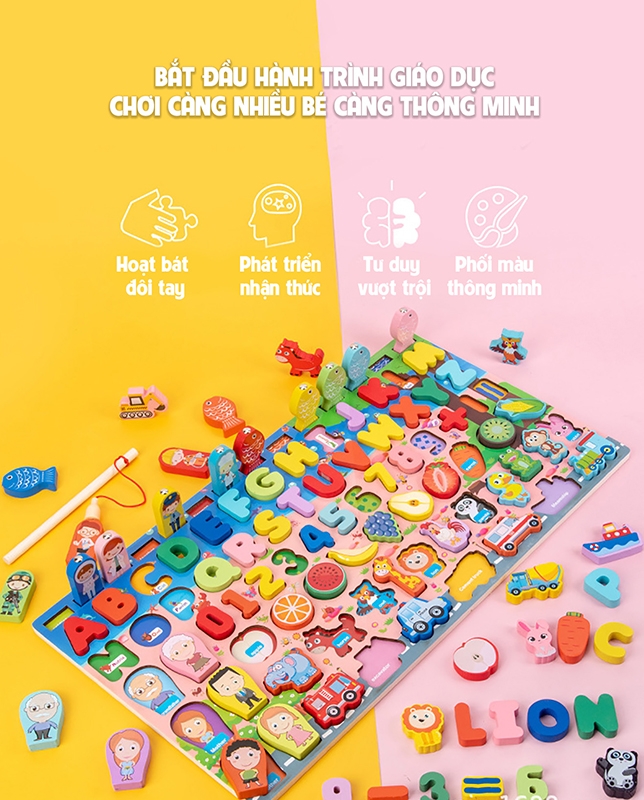 Đồ Chơi Bộ Câu Cá, Học Tập Gỗ 90 Chi Tiết G-90