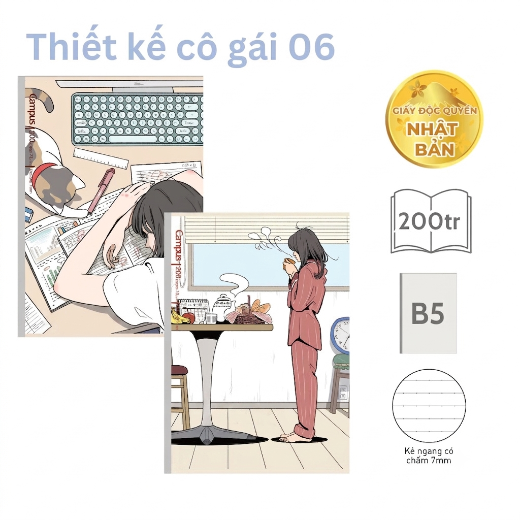 Vở KN B5 Japan Paper JP Illustrator Có Chấm 0940 Giấy Nhật DL70 200TR