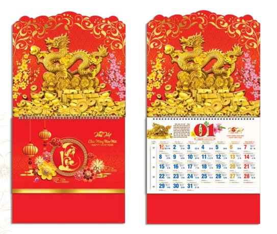 Lịch 12 Tháng Bông Sen 2024 - Giáp Thìn Tài Lộc (SV10)