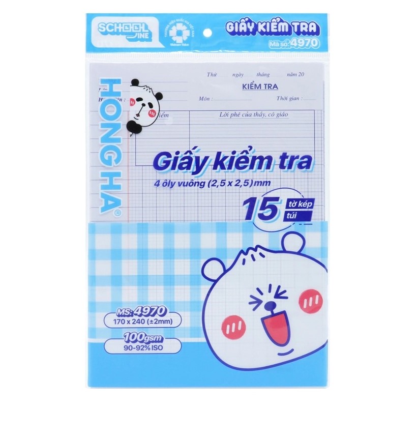 Giấy Kiểm Tra 4 Ôly Cấp 1 Hồng Hà 4970 (15 Tờ Kép)