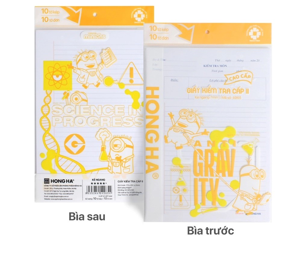 Giấy Kiểm Tra Cấp 2 Hồng Hà 4965 (10 Tờ Đôi+10 Đơn)