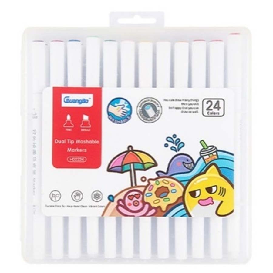Bút Art Marker GuangBo 24 Màu H02226 (Tặng Bút Nhớ Dòng GuangBo Vỉ 6 Màu YG9025)