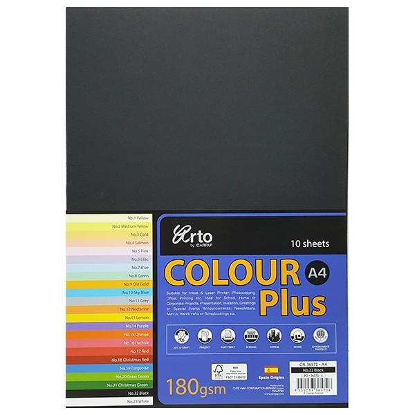 Bìa Màu A4 10 Tờ CAMPAP CR36572 DL180 gsm - Màu Đen
