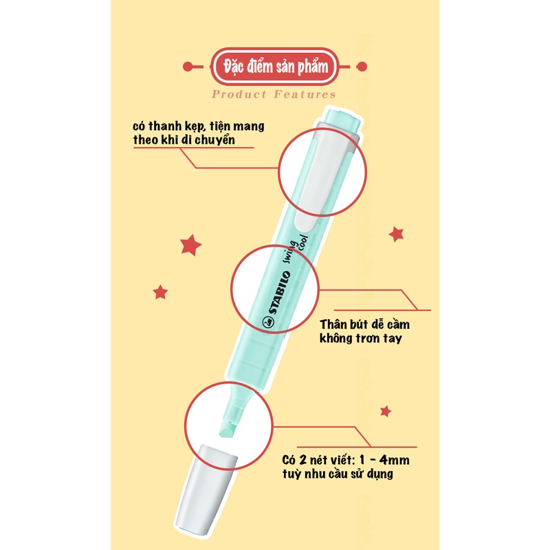 Bút Dạ Quang Stabilo Swing Cool HLP275-113 - Màu Xanh