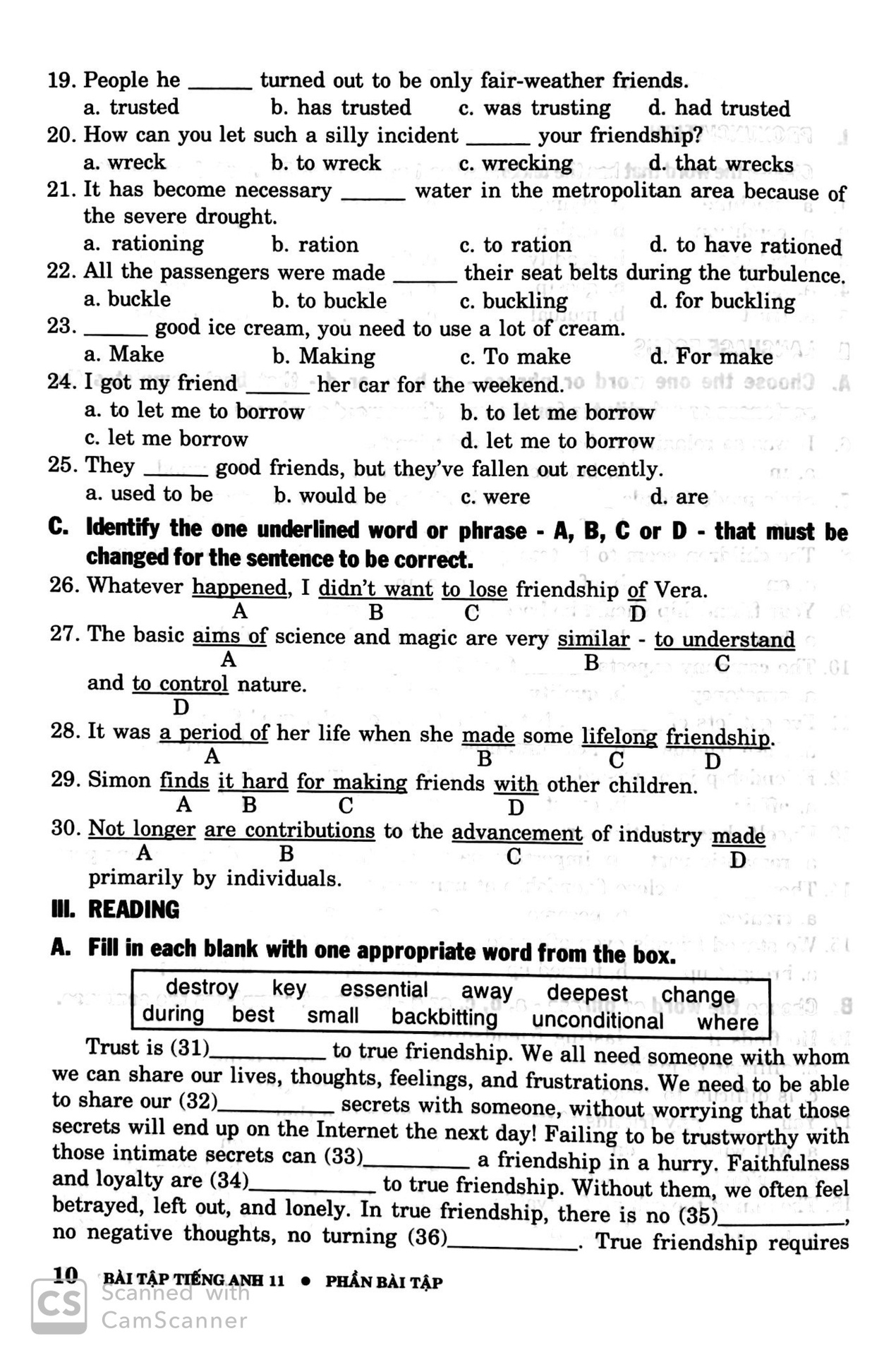 Bài Tập Tiếng Anh 11 (Không Đáp Án)