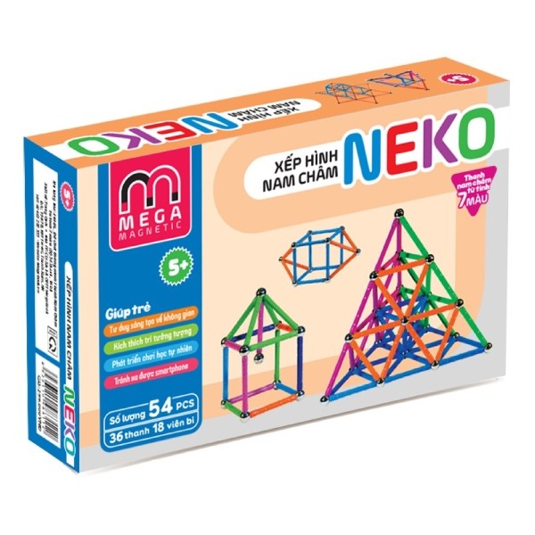 Đồ Chơi Thông Minh Thanh Nam Châm Từ Tính 7 Màu 3618L (Bộ 36 Thanh, 18 Bi)