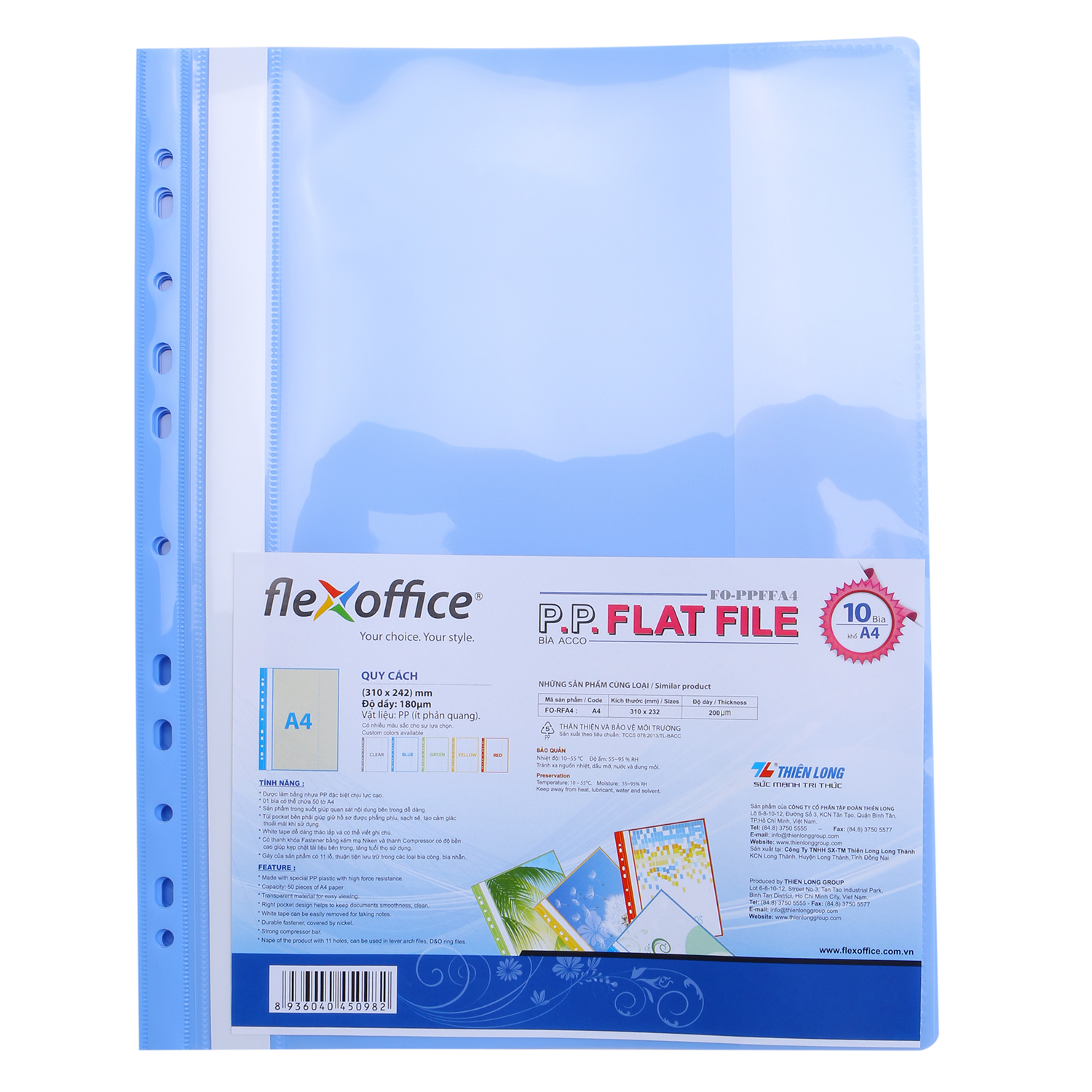 Bìa Báo Cáo A4 Flexoffice FO -RFA4 - Màu Xanh