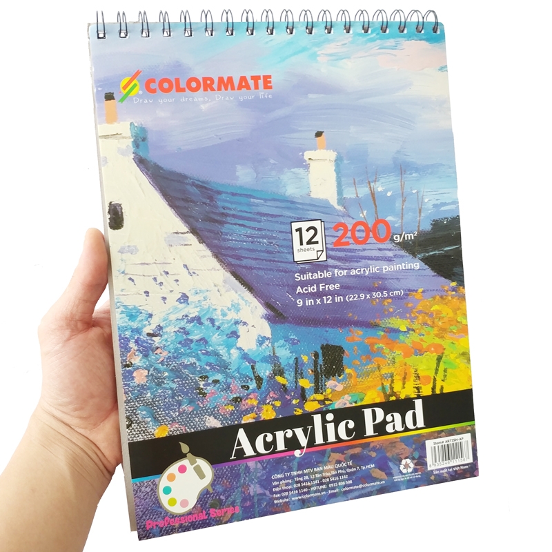 Tập Giấy Vẽ A4 Acrylic Pad 12 Tờ Colormate ARTIST-AP