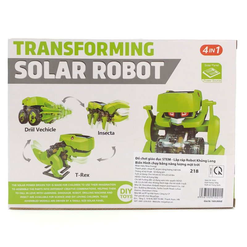 Đồ Chơi Giáo Dục STEM - Lắp Ráp Robot Khủng Long Biến Hình Chạy Bằng Năng Lượng Mặt Trời New Energy 218