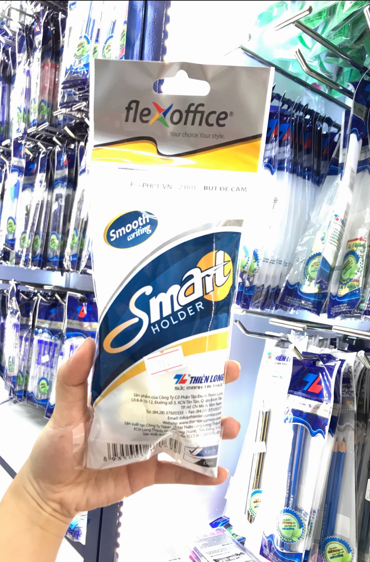 Bút Đế Cắm 0.7 mm Flexoffice FO-PH01/VN - Mực Xanh