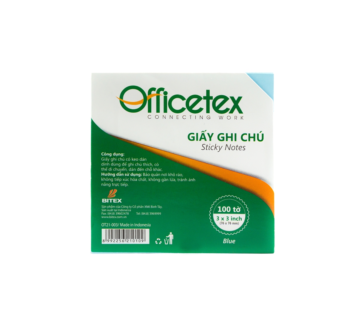 Giấy Note Officetex 3x3 - Màu Xanh Dương