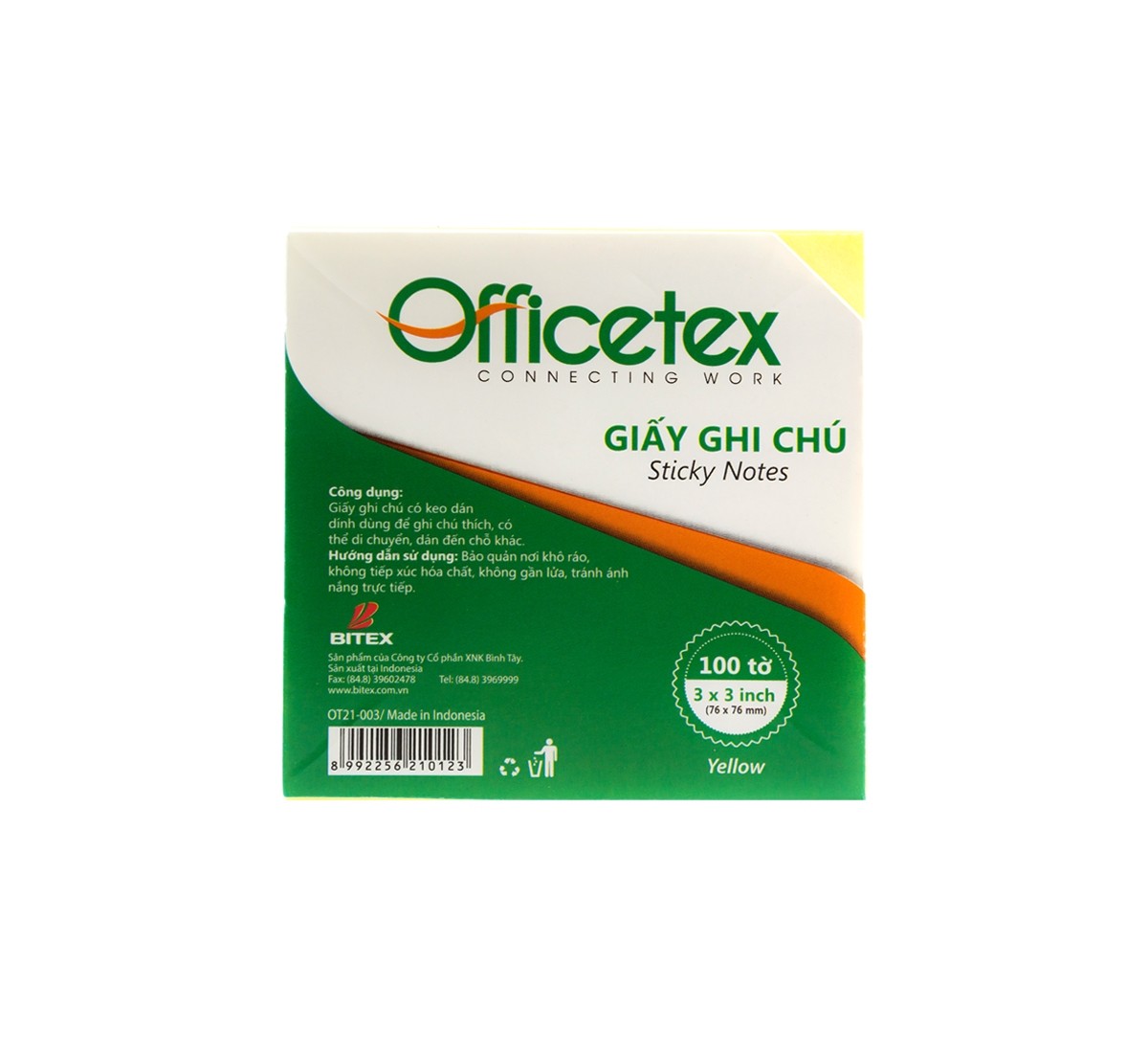 Giấy Ghi Chú 3x3 Officetex - OT21-003 - Màu Vàng