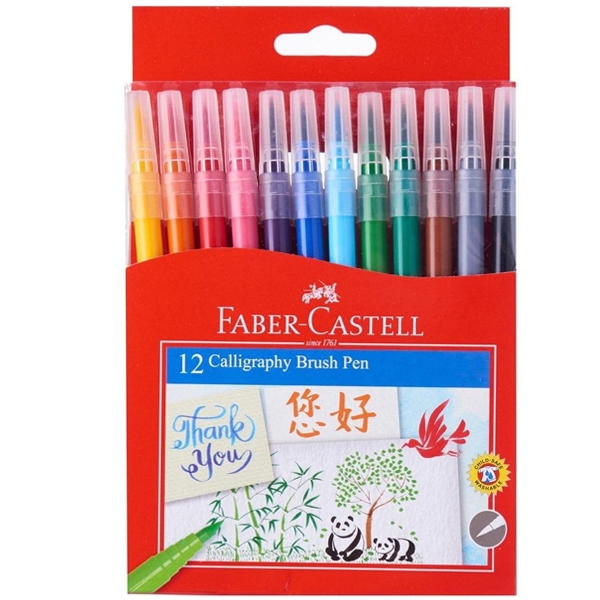 Bút Thư Pháp CALLIGRAPHY Đầu Cọ Faber-Castell 551512 (12 Màu/hộp)