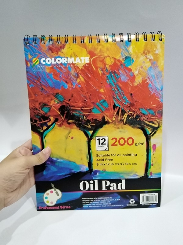 Tập Giấy Vẽ Màu Dầu Định Lượng 200gr 12 Tờ Color Mate ARTIST-OP