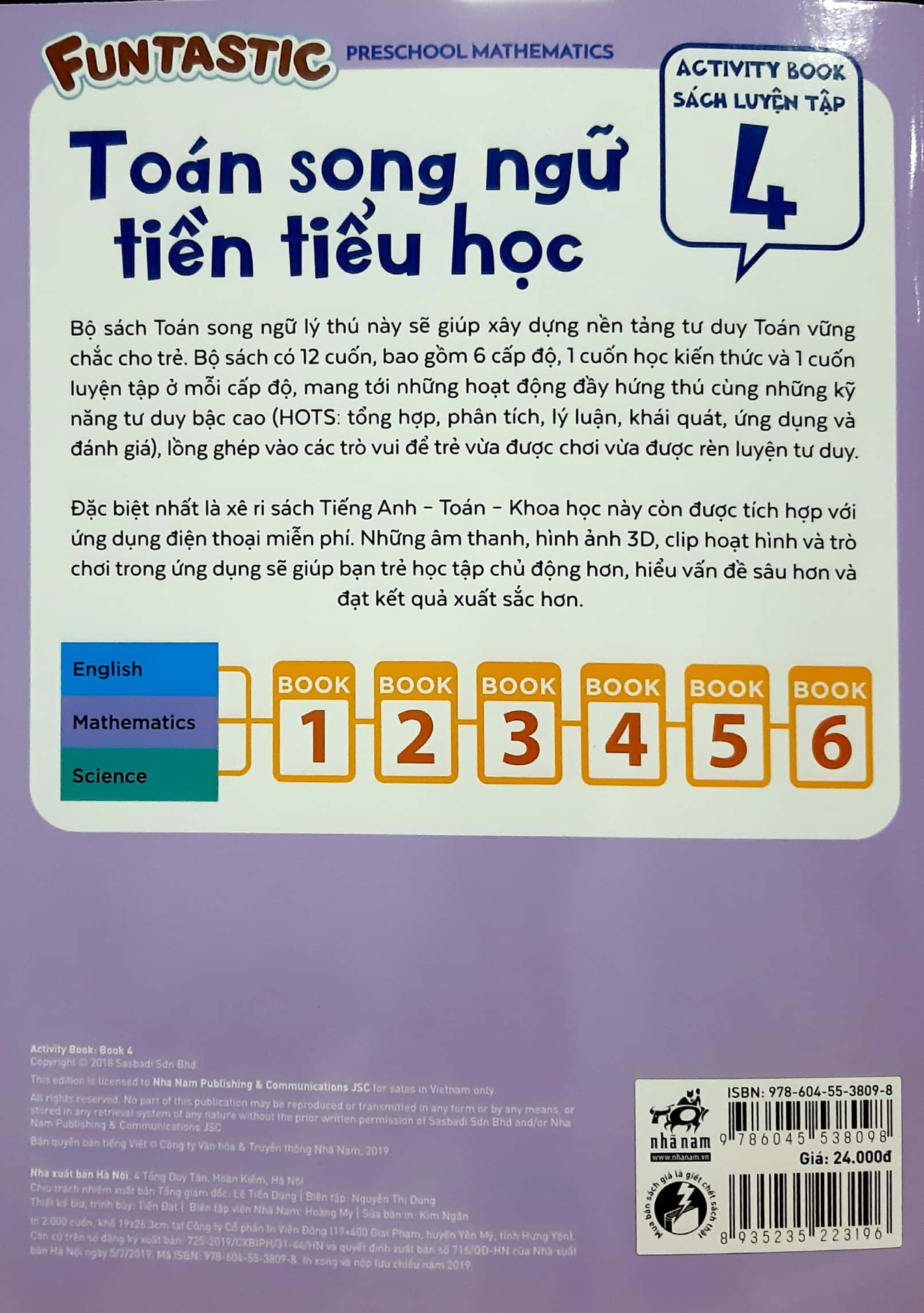 Toán Song Ngữ Tiền Tiểu Học 4 - Activity Book (Sách Luyện Tập)