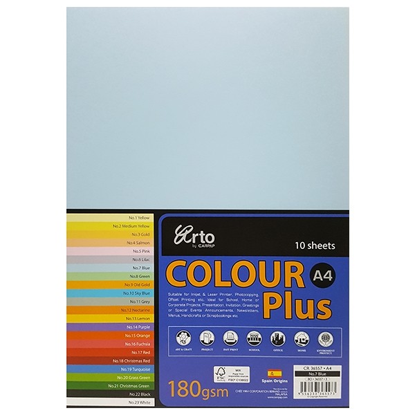 Bìa Màu A4 10 Tờ CAMPAP CR36557 DL180 gsm - Màu Xanh