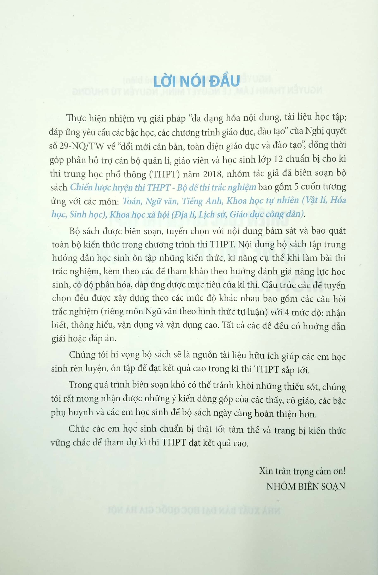 Chiến Lược Luyện Thi THPT - Bộ Đề Thi Trắc Nghiệm Môn Khoa Học Tự Nhiên