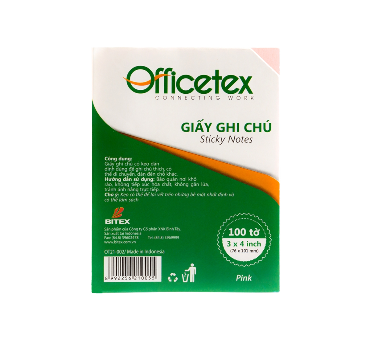 Giấy Note Officetex 3x4 - Màu Hồng