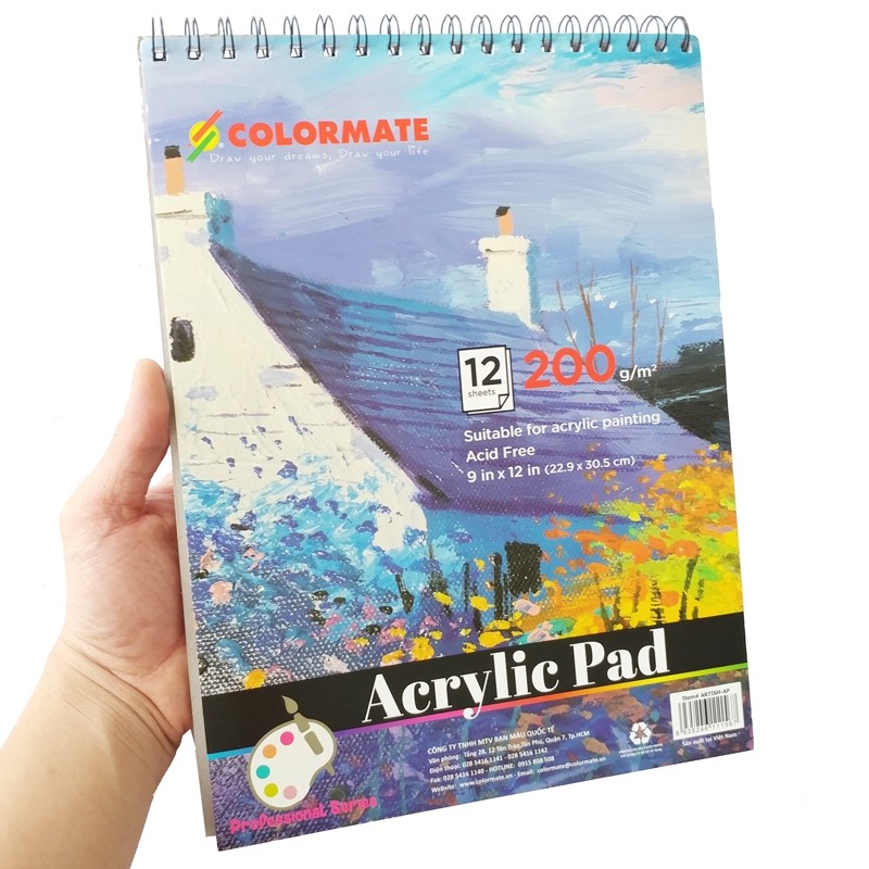 Tập Giấy Vẽ A4 Acrylic Pad 12 Tờ Colormate ARTIST-AP