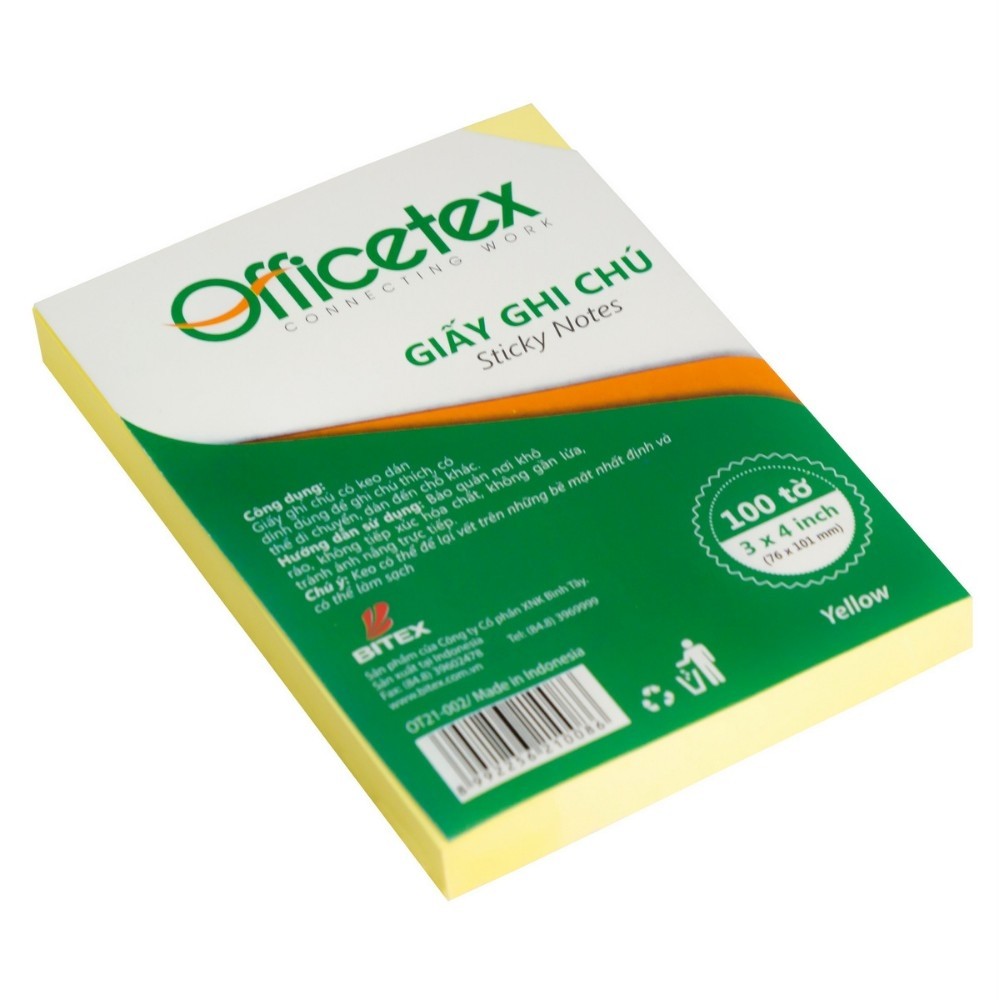 Giấy Ghi Chú Officetex 3x4 OT21-002 - Màu Vàng