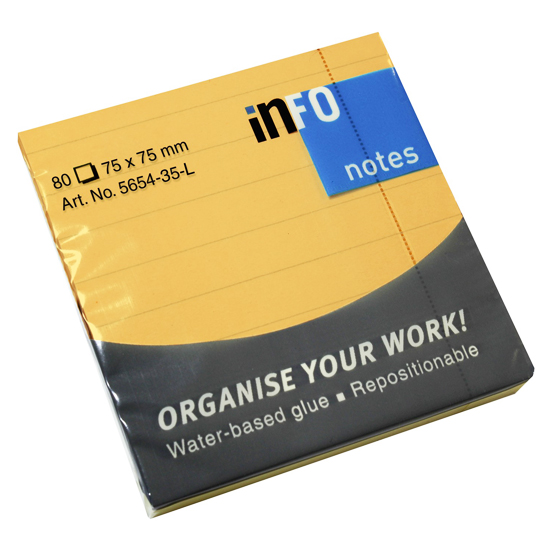 Giấy Note Info Có Dòng Kẻ Ngang Info 5654-35 L - Màu Da Cam
