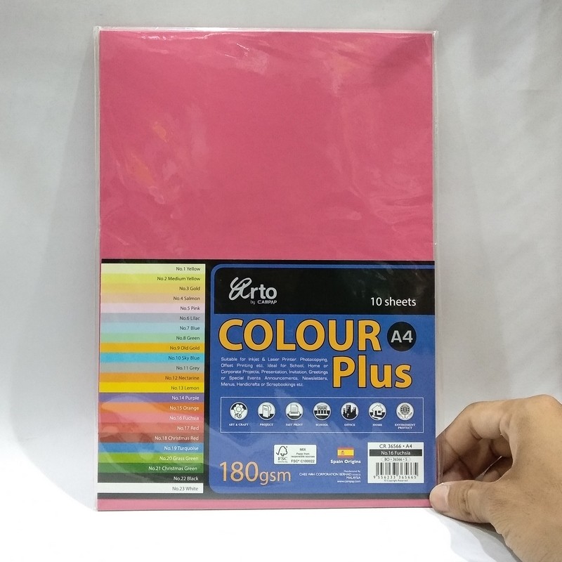 Bìa Màu A4 10 Tờ CAMPAP CR36566 DL180 gsm - Màu Hồng Đậm