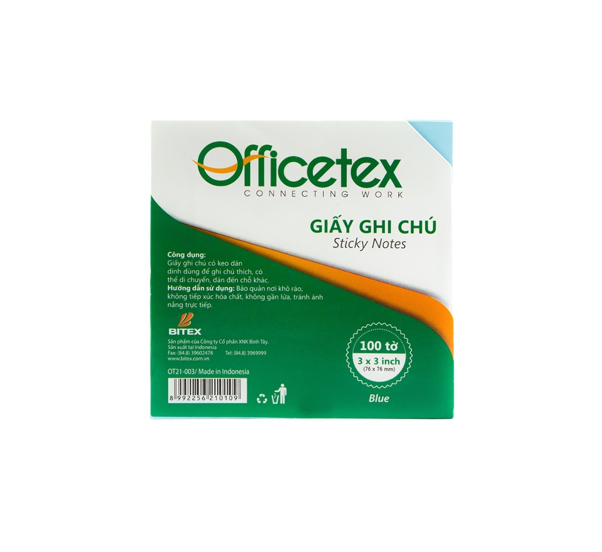 Giấy Note Officetex 3x3 - Màu Xanh Dương