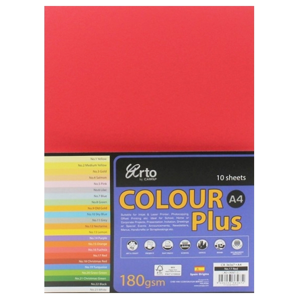 Tập Giấy Màu A4 CAMPAP 10 Tờ CR36567 - Màu Đỏ