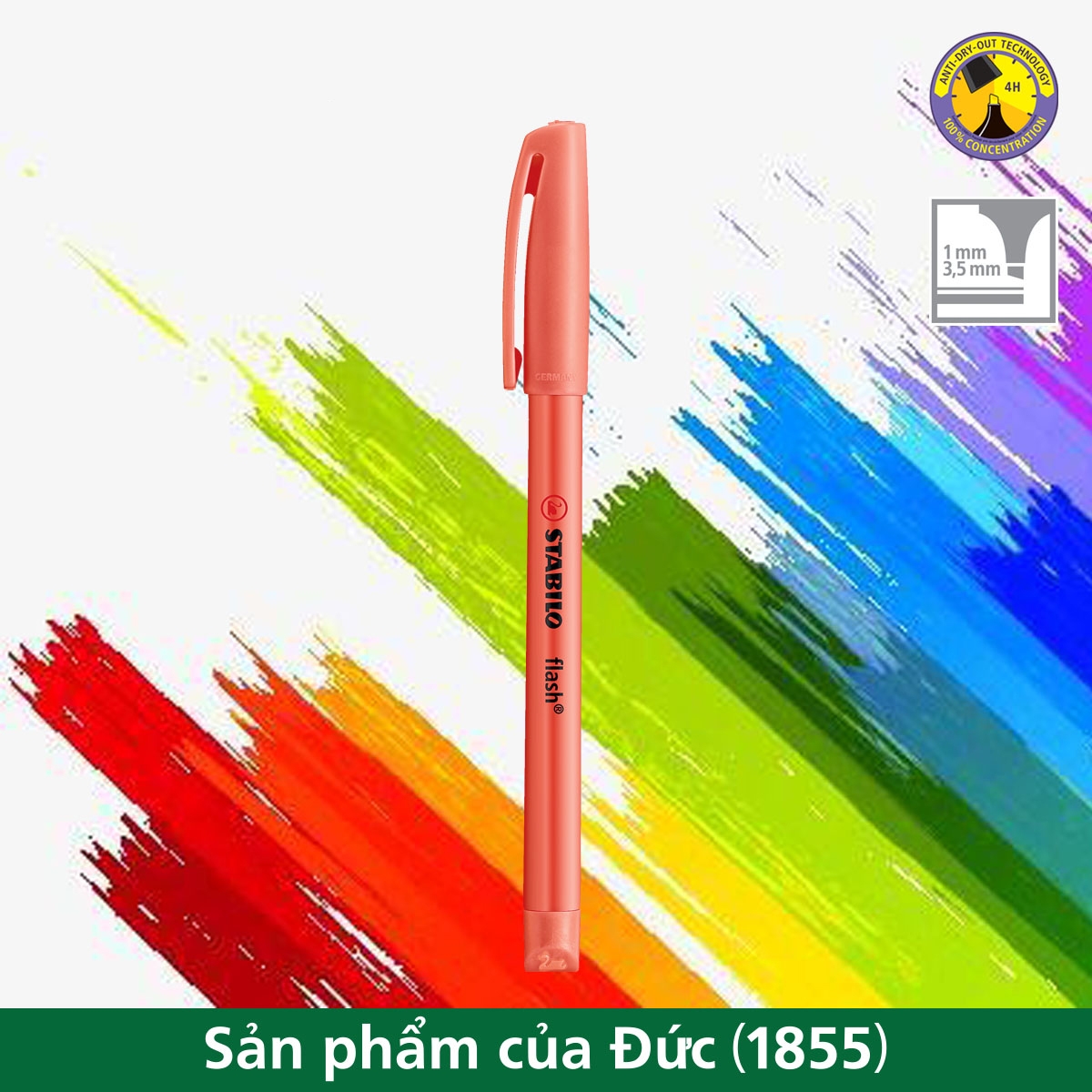 Bút Dạ Quang Stabilo Flash HL555-40 - Màu Đỏ